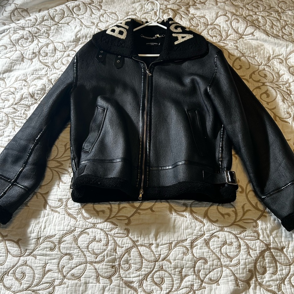 Balenciaga Black Bomber Jacket with Zippered Cuffs